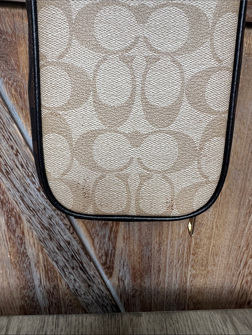 Coach Eva Phone Crossbody In Blocked Signature Canvas Light Khaki/Brown - Picture 6 of 15